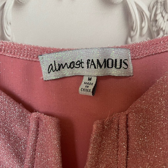 Almost Famous Pink Shimmer Fit & Flare Dress | Size Medium - Picture 3 of 3